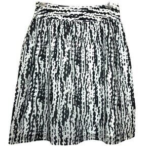 Liz CLAIBORNE - 100% Cotton Black & White Fully Lined A-Line Midi Skirt - Size 8